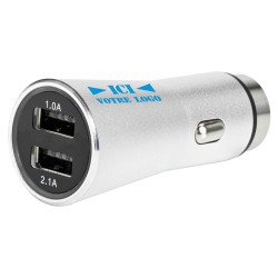 CHARGEUR VOITURE METAL 2 SORTIES USB FRISCO